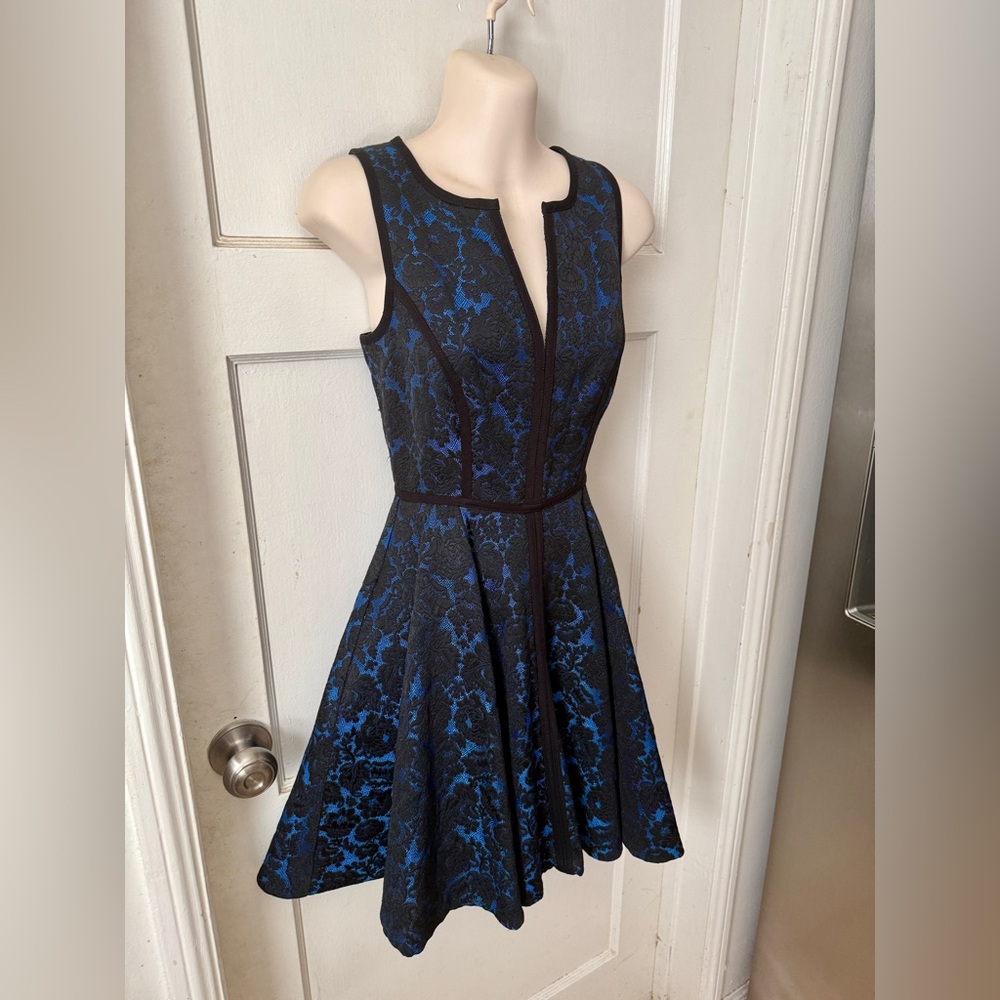 Black Halo Black and Blue Mini Dress